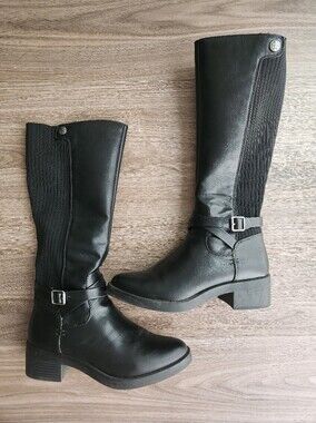 LifeStride Black Elastic Panel Knee-High Boot